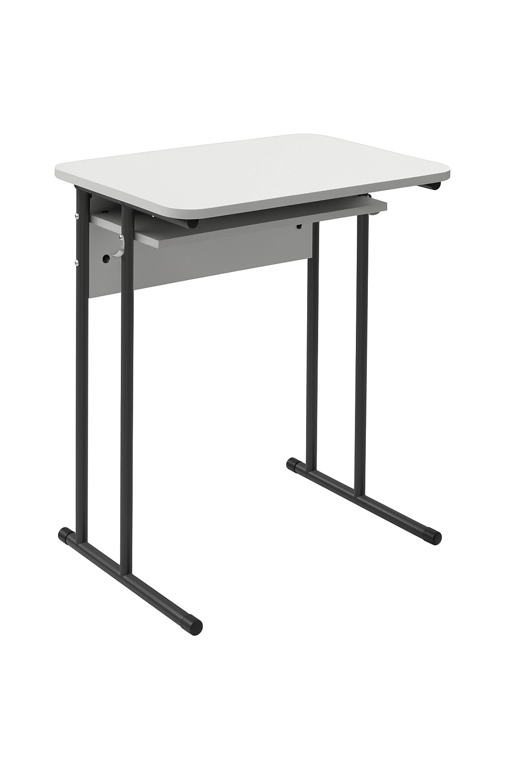 1-місний учнівський стіл з полицею, на металевому каркасі (кругла труба), для навчальних закладів, ЛЕЛЕКА, 700х500х760 мм.